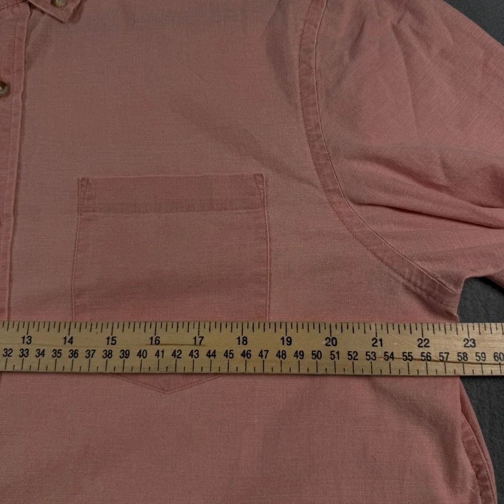 Banana Republic Mens Untucked Fit Cotton Chambray Shirt Peach Coral Large Tall